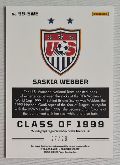 Saskia Webber - 2024/25 Panini Obsidian Soccer Team USA Class of 1999 #99-SWE /28 /Autograph