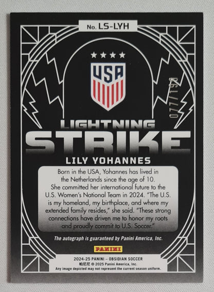Lily Yohannes - 2024/25 Panini Obsidian Lightning Strike Soccer Team USA (RC) #LS-LYH /199 /Autograph