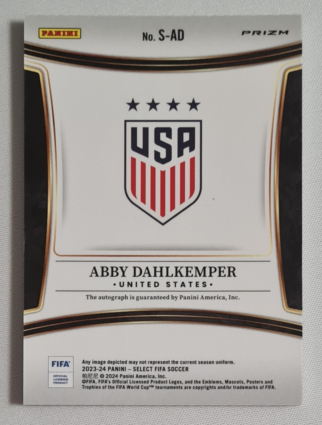 Abby Dahlkemper - 2023/24 Panini Prizm Select FIFA Soccer Team USA #S-AD Refractor /Autograph