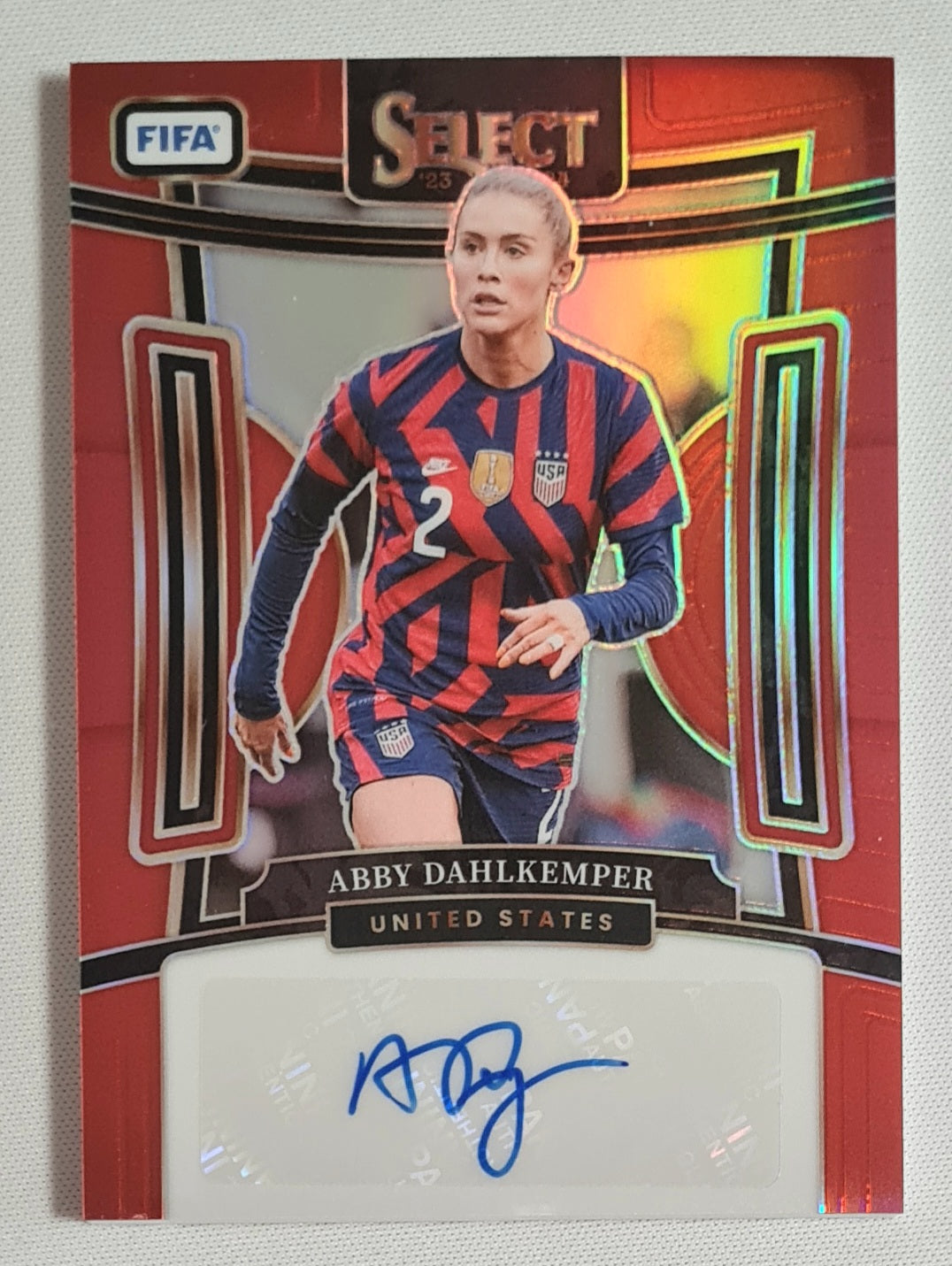 Abby Dahlkemper - 2023/24 Panini Prizm Select FIFA Soccer Team USA #S-AD Red Prizm /Autograph