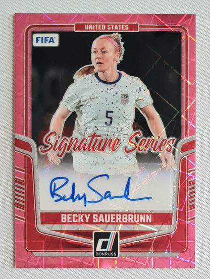 Becky Sauerbrunn - 2024 Panini Donruss Soccer Team USA Signature Series #SS-BS Pink Prizm /Autograph