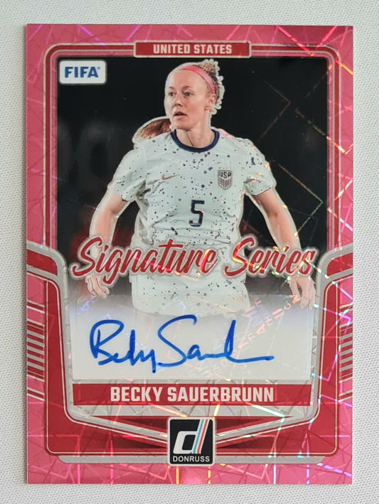 Becky Sauerbrunn - 2024 Panini Donruss Soccer Team USA Signature Series #SS-BS Pink Prizm /Autograph