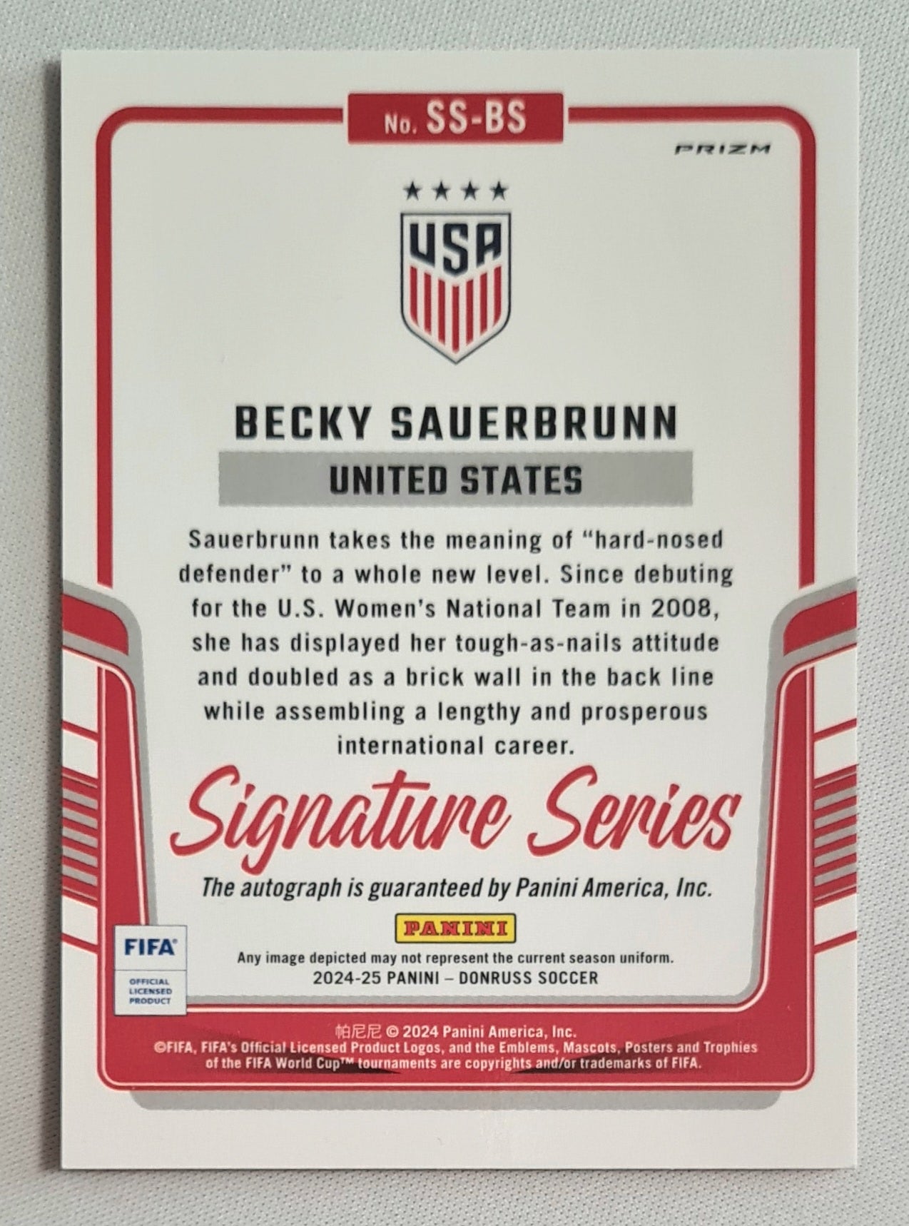 Becky Sauerbrunn - 2024 Panini Donruss Soccer Team USA Signature Series #SS-BS Pink Prizm /Autograph