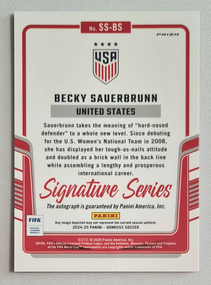 Becky Sauerbrunn - 2024 Panini Donruss Soccer Team USA Signature Series #SS-BS Pink Prizm /Autograph