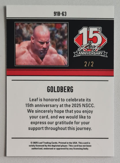 Goldberg - 2025 Leaf Trading Cards 15th Aniversary WWE Wrestling #91B-63 /2 RARE !