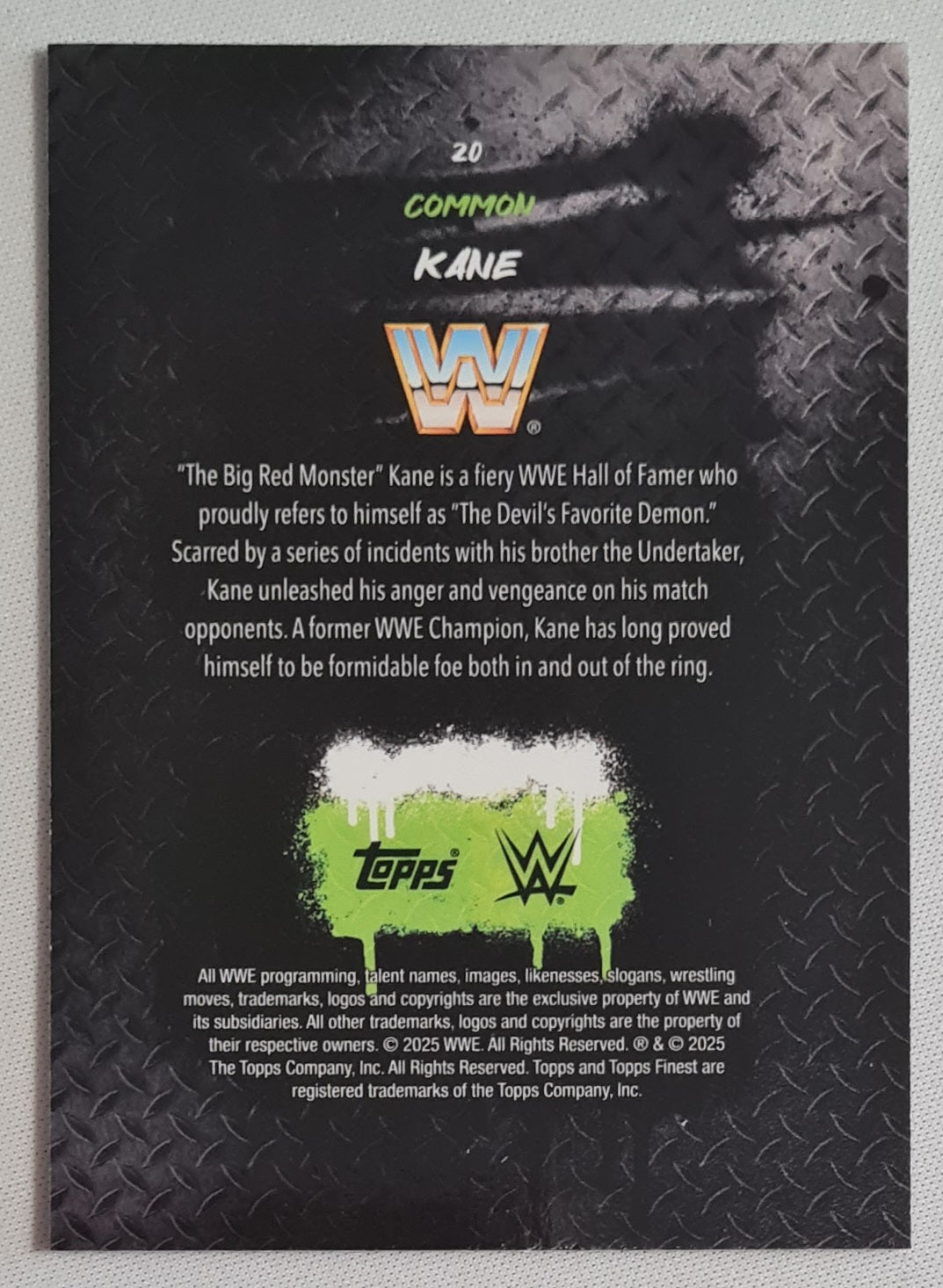 Kane - 2025 Topps Finest WWE Wrestling #20 Common Gold /75
