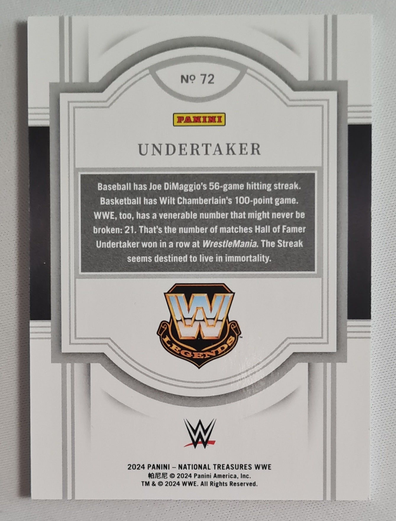 Undertaker - 2024 Panini National Treasures WWE Wrestling Legends #72