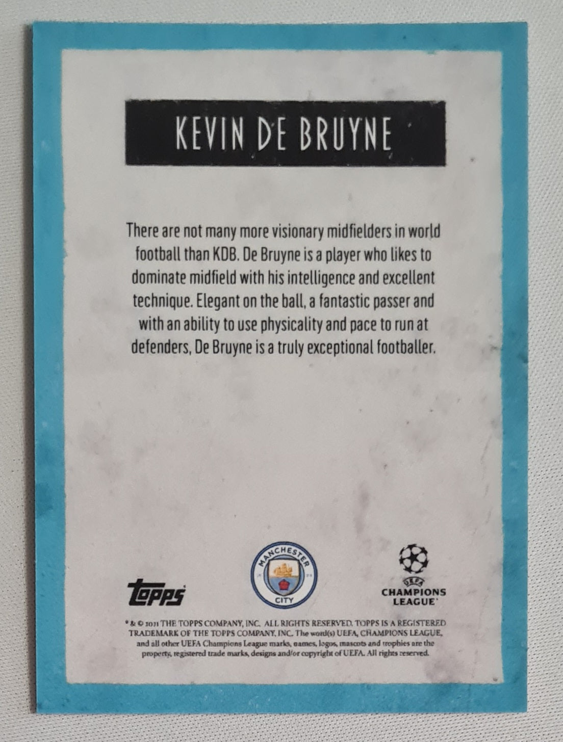 Kevin de Bruyne - 2021 Topps Manchester City (CL) #17