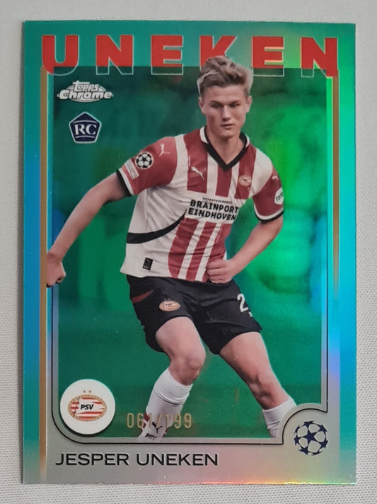 Jesper Uneken - 2025 Topps Chrome PSV Eindhoven Champions League (RC) #97 /199 Refractor
