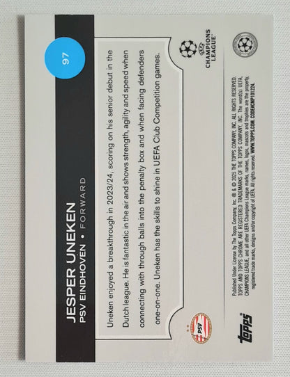 Jesper Uneken - 2025 Topps Chrome PSV Eindhoven Champions League (RC) #97 /199 Refractor