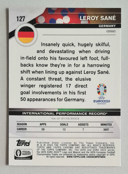 Leroy Sane - 2024 Topps Chrome UEFA Euro 2024 Germany #127 /25