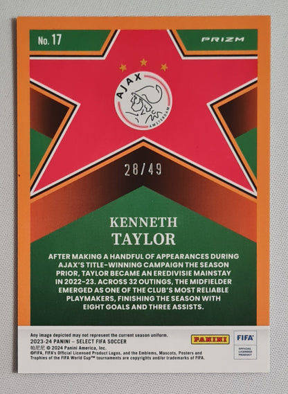Kenneth Taylor - 2023/2024 Panini Select FIFA Soccer AFC Ajax Amsterdam #17 Prizm Refractor /49