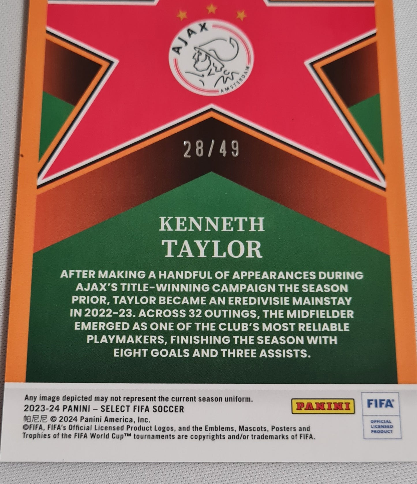 Kenneth Taylor - 2023/2024 Panini Select FIFA Soccer AFC Ajax Amsterdam #17 Prizm Refractor /49