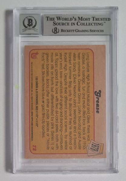 John Travolta - 2013 Topps 75th Anniversary GREASE John Travolta & Olivia Newton John #72 Beckett 10 /Autograph