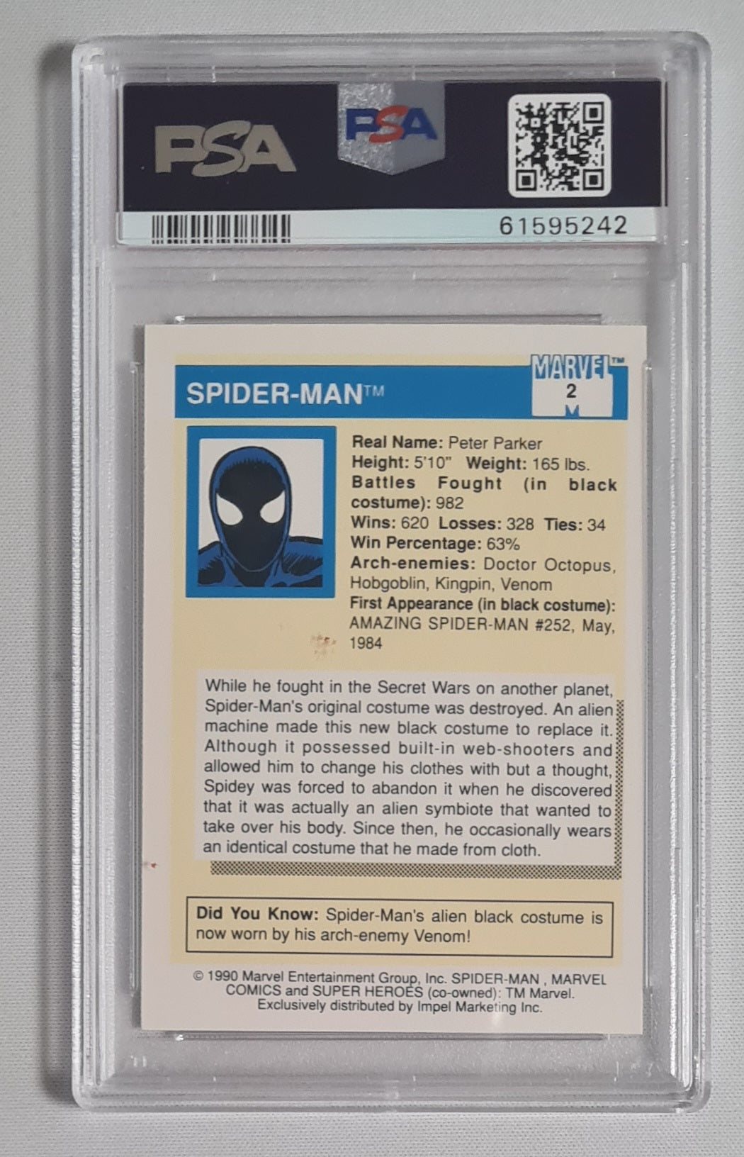 Spider-Man - 1990 Marvel Universal Super Heroes (Marvel Comics) #2 PSA 9 MINT