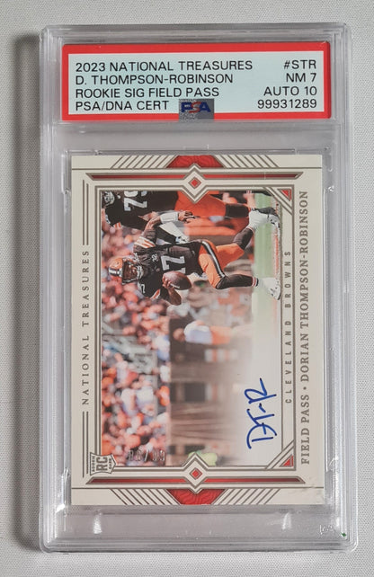 Dorian Thompson-Robinson - 2023 National Treasures Rookie Sign Field Pass NFL Browns #FP-STR /Auto PSA 7 AUTO 10