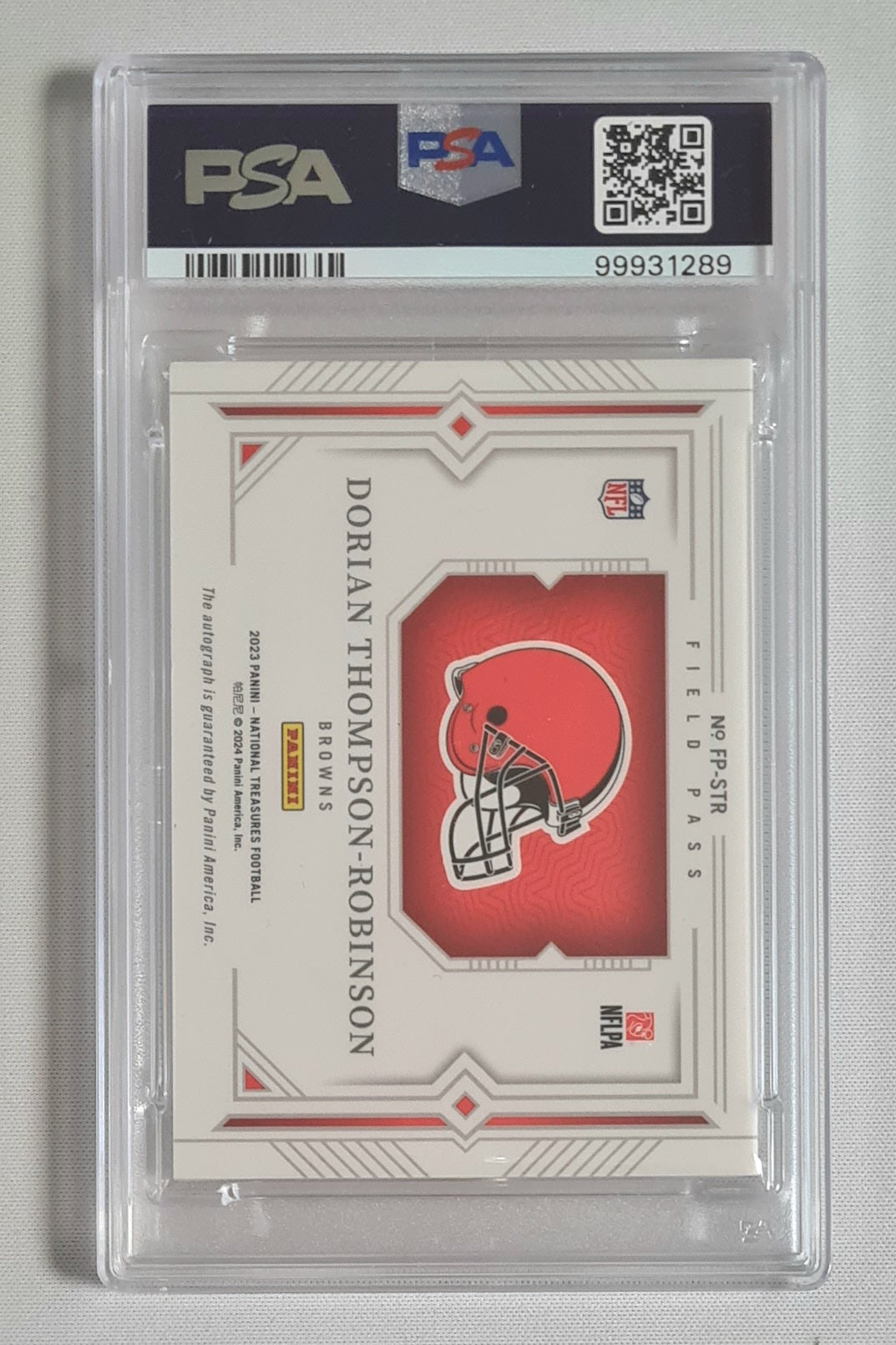 Dorian Thompson-Robinson - 2023 National Treasures Rookie Sign Field Pass NFL Browns #FP-STR /Auto PSA 7 AUTO 10