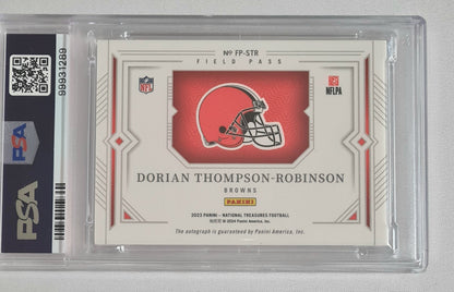Dorian Thompson-Robinson - 2023 National Treasures Rookie Sign Field Pass NFL Browns #FP-STR /Auto PSA 7 AUTO 10