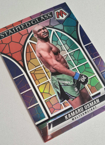 Kamaru Usman - 2023 Panini Chronicles Mosaic UFC Fighter Welterweight #17 STAINED GLASS Prizm