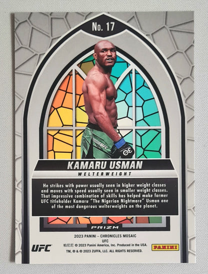 Kamaru Usman - 2023 Panini Chronicles Mosaic UFC Fighter Welterweight #17 STAINED GLASS Prizm