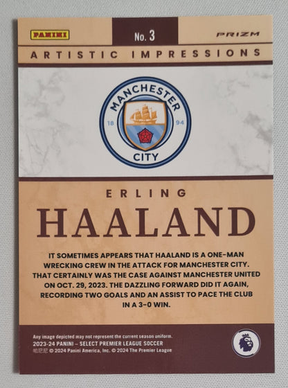 Erling Haaland - 2023/24 Panini Select Premier League Soccer Manchester City Artistic Impressions #3 Prizm