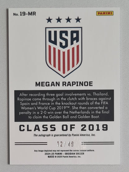 Megan Rapinoe - 2024/25 Panini Obsidian Soccer Team USA Class of 2019 #19-MR /49 /Autograph