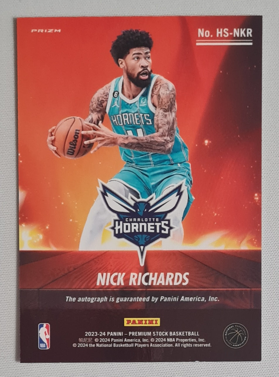 Nick Richards - 2023/24 Panini Premium stock Basketball NBA Hornets - Hoops Hot Signatures #HS-NKR /Autograph