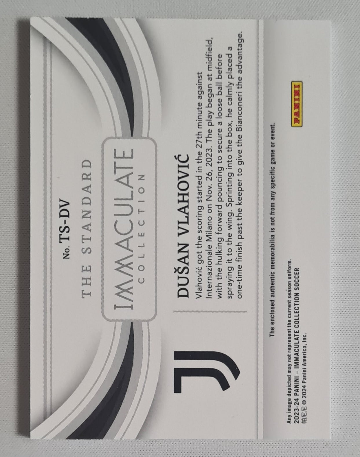 Dusan Vlahovic - 2023/24 Panini Immaculate Soccer The Standard - Juventus #TS-DV /99 /Autograph