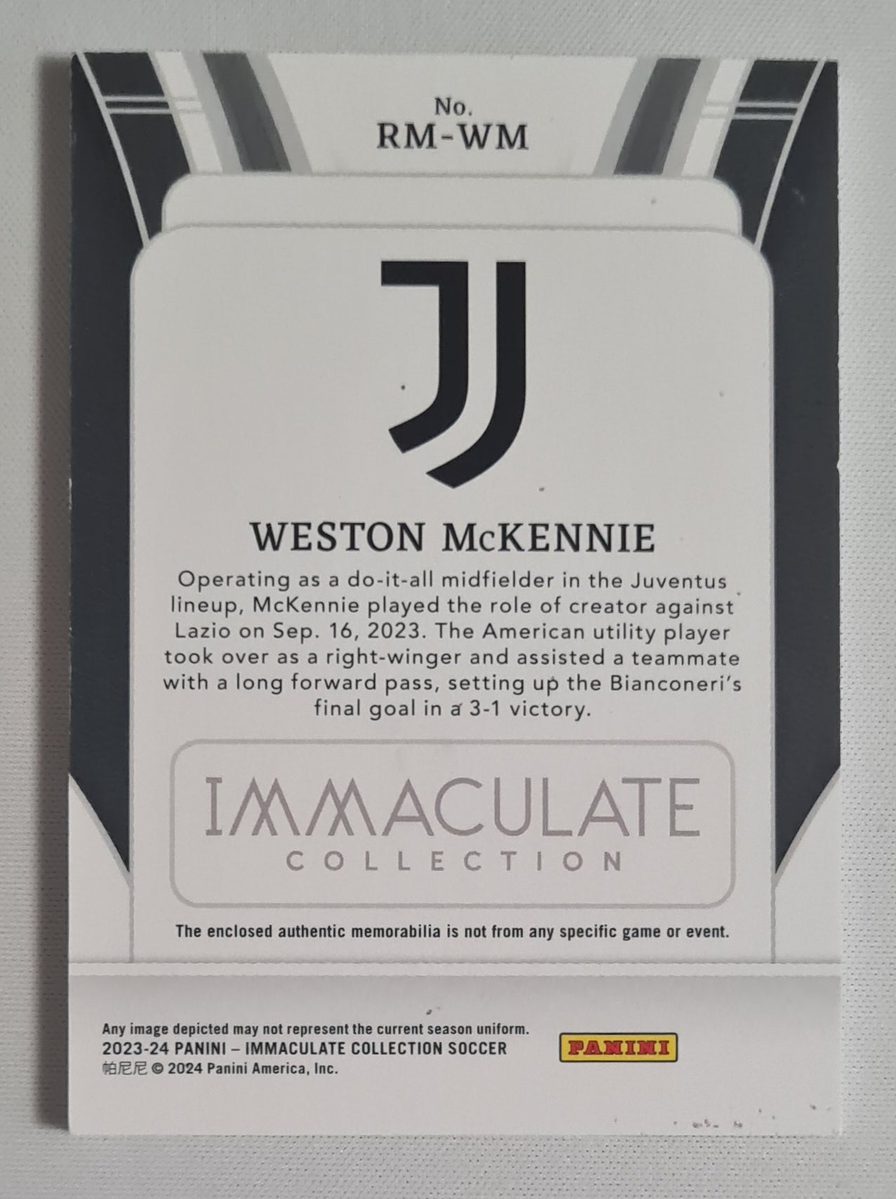 Weston McKennie - 2023/24 Panini Immaculate Collection Soccer Juventus #RM-WM /99 /Patch