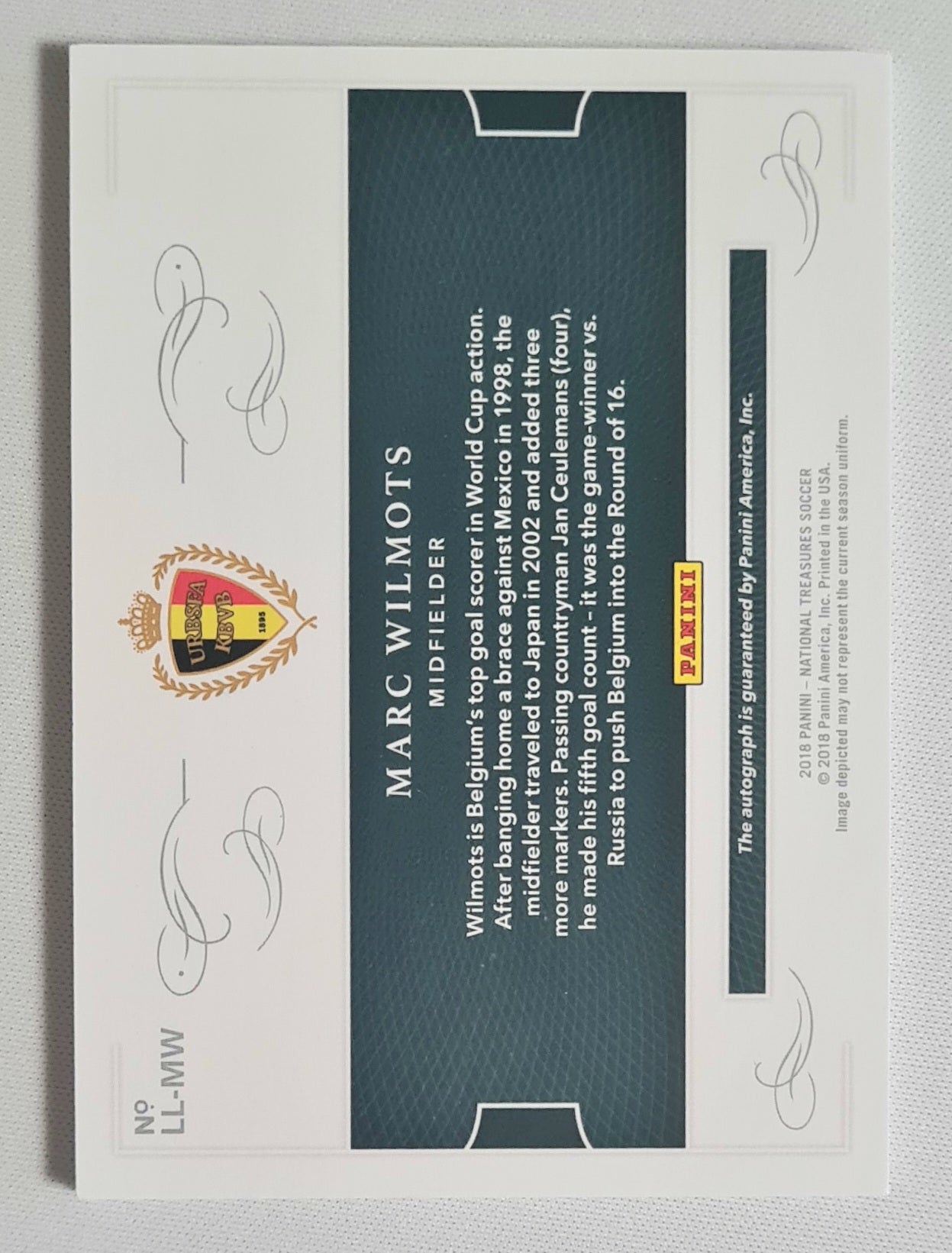 Marc Wilmots - 2018 Panini National Treasures Soccer Team Belgium Lasting Legacies #LL-MW /49 /Autograph