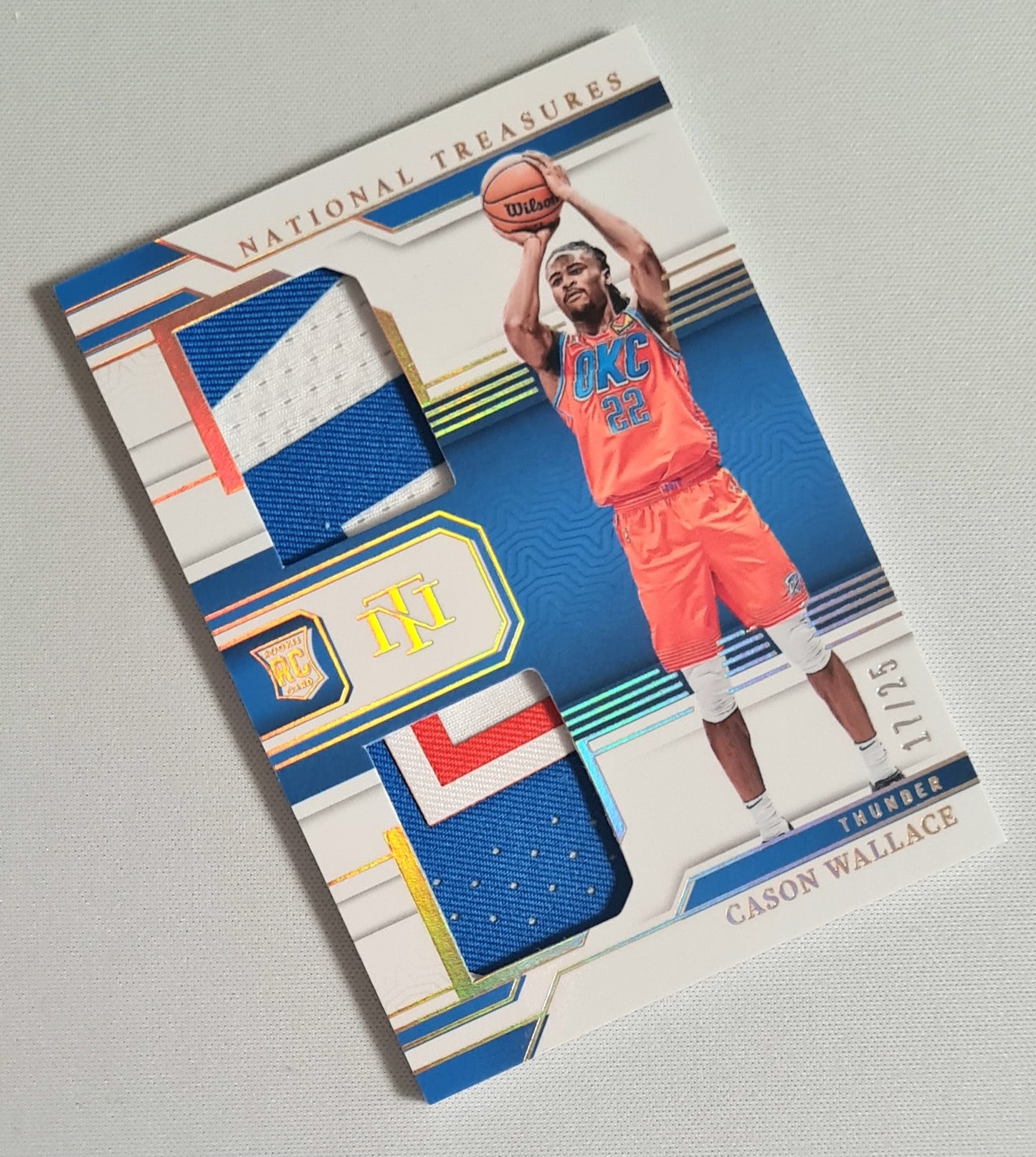 Cason Wallace - 2023/24 Panini National Treasures Basketball NBA Oklahoma City Thunder Rookie Dual Materials #RD-WAL /25 /Patch