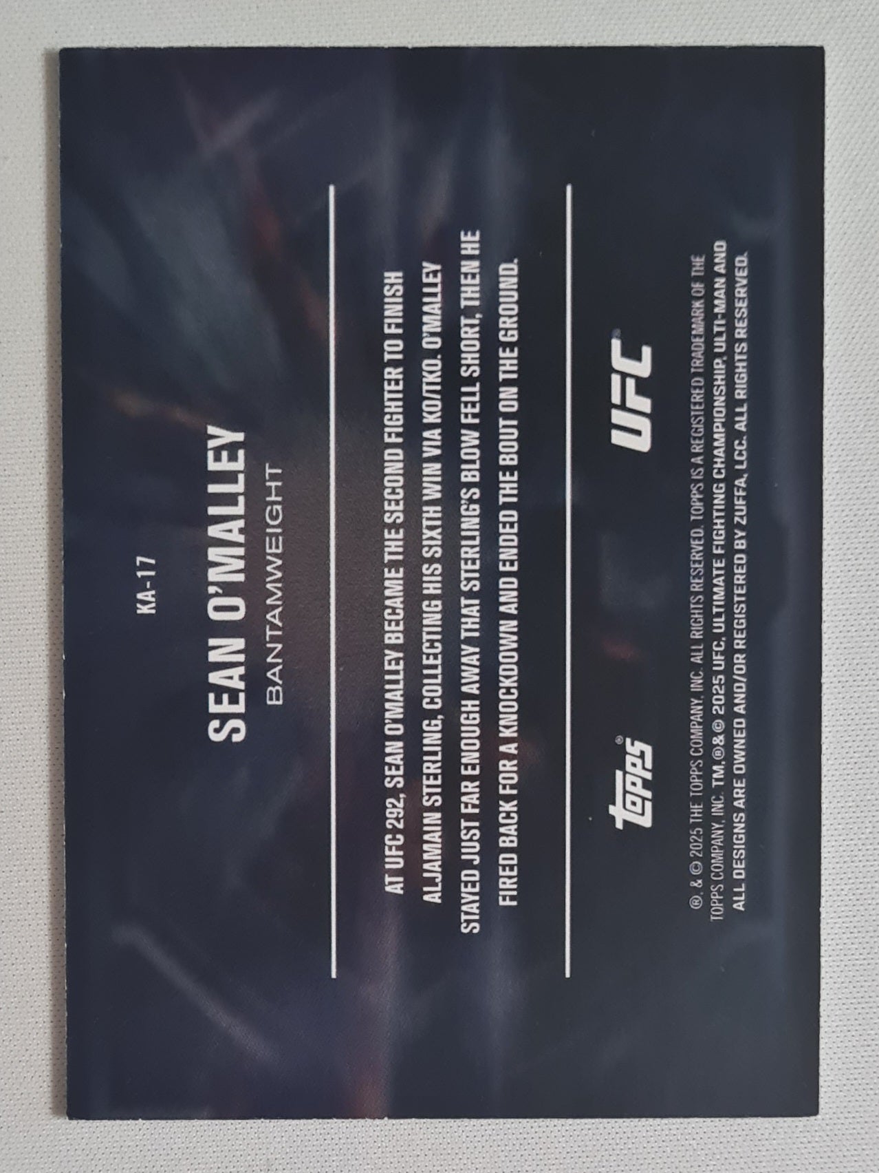 Sean O'Malley - 2025 Topps UFC Fighters Bantamweight Knockout Artist #KA-17 /99