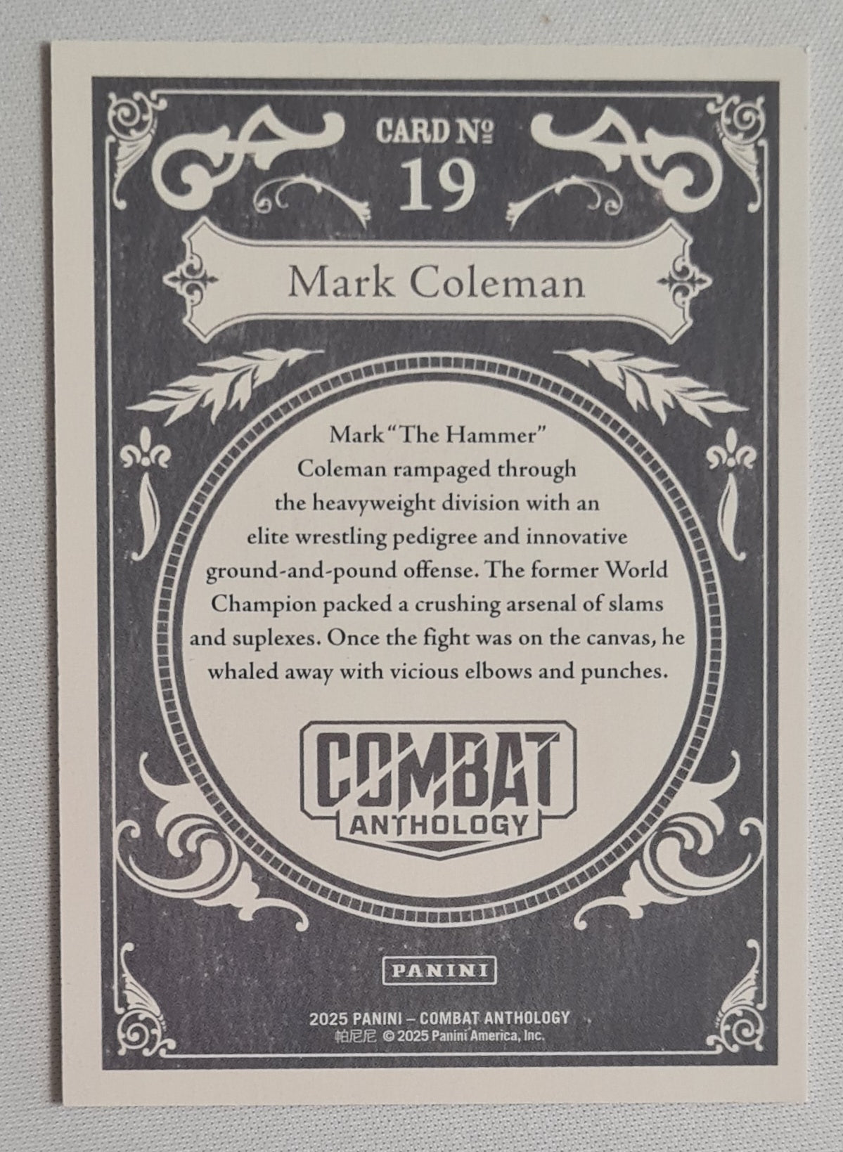 Mark Coleman - 2025 Panini Combat Anthology Fighter Golden Age #19 /10