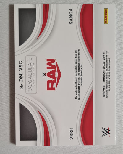 Veer & Sanga - 2023 Panini Immaculate Collection WWE Wrestling RAW #DM-VSG /10 /Patch /Dual Autograph