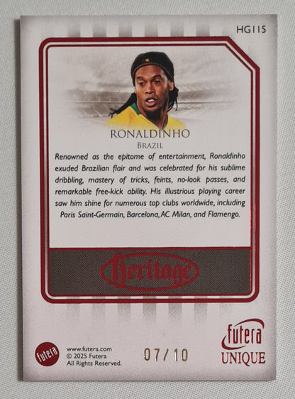 Ronaldinho - 2025 Futera Unique Heritage Soccer Brazil #HG115 /10