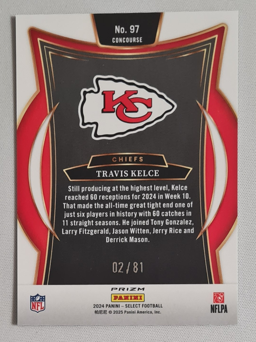 Travis Kelce - 2024 Panini Select Football NFL Chiefs #97 Prizm Concourse /81 Dragon Scale