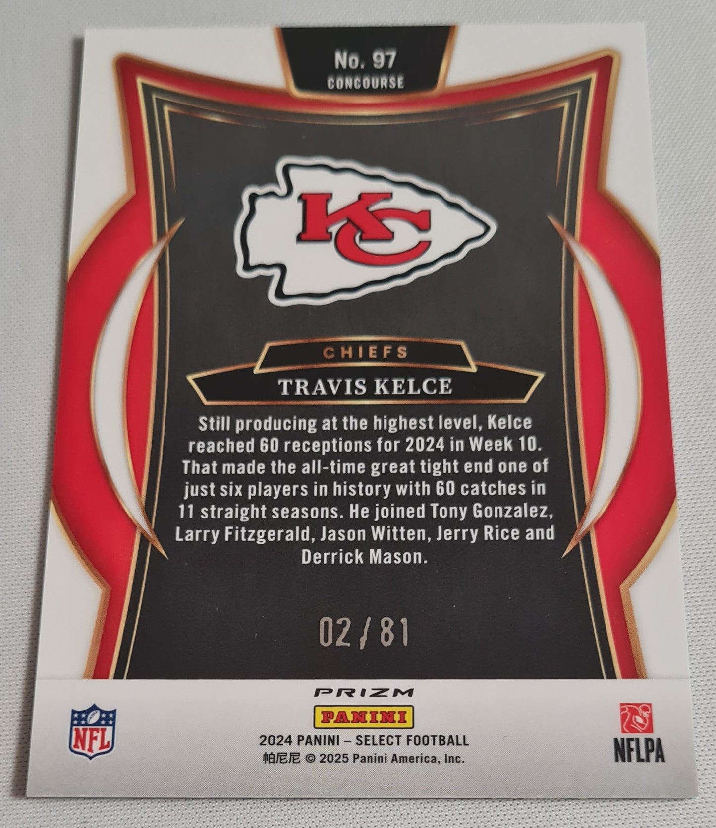 Travis Kelce - 2024 Panini Select Football NFL Chiefs #97 Prizm Concourse /81 Dragon Scale