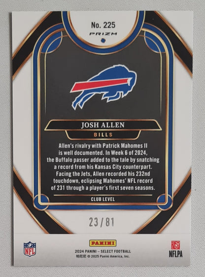 Josh Allen - 2024 Panini Select Football NFL Bills #225 Prizm Club Level /81 Dragon Scale
