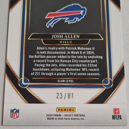 Josh Allen - 2024 Panini Select Football NFL Bills #225 Prizm Club Level /81 Dragon Scale