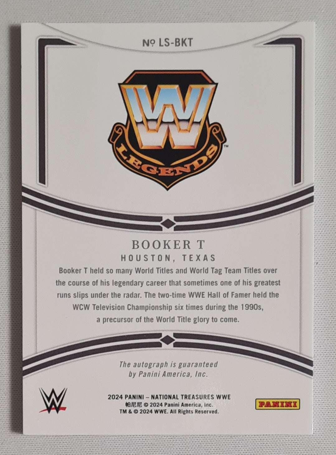 Booker T - 2024 Panini National Treasures WWE Wrestling Legends #LS-BKT /75  /Autograph