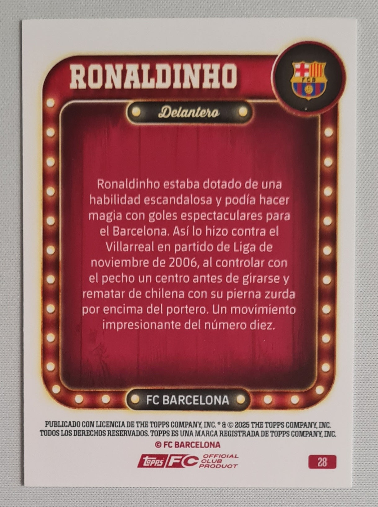Ronaldinho - 2025 Topps FC Barcelona Delantero #28