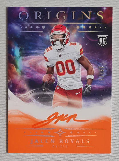 Jalen Royals - 2025 Panini Origins Football NFL Chiefs (RC) #RA-JRD /75 / on card Autograph