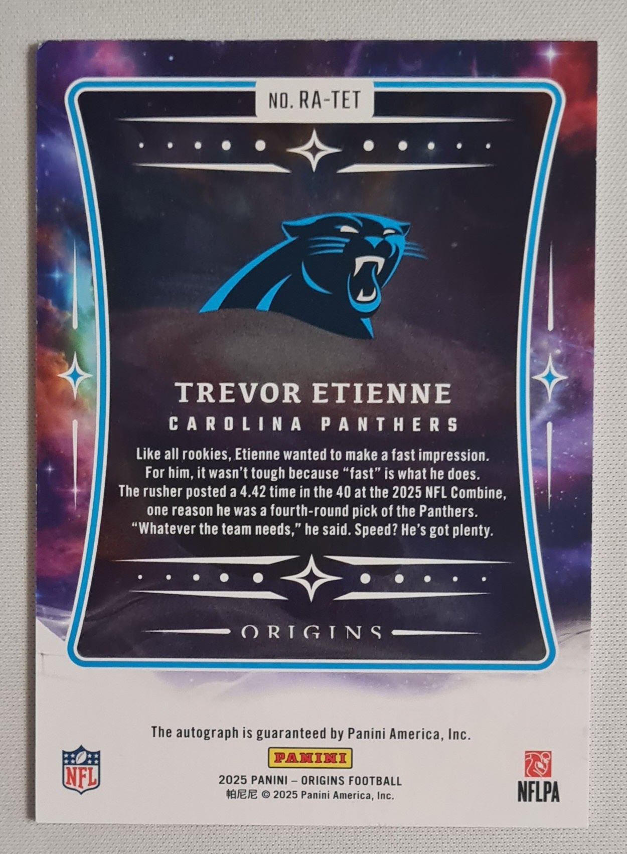 Trevor Etienne - 2025 Panini Origins Football NFL Panthers (RC) #RA-TET /99 / on card Autograph