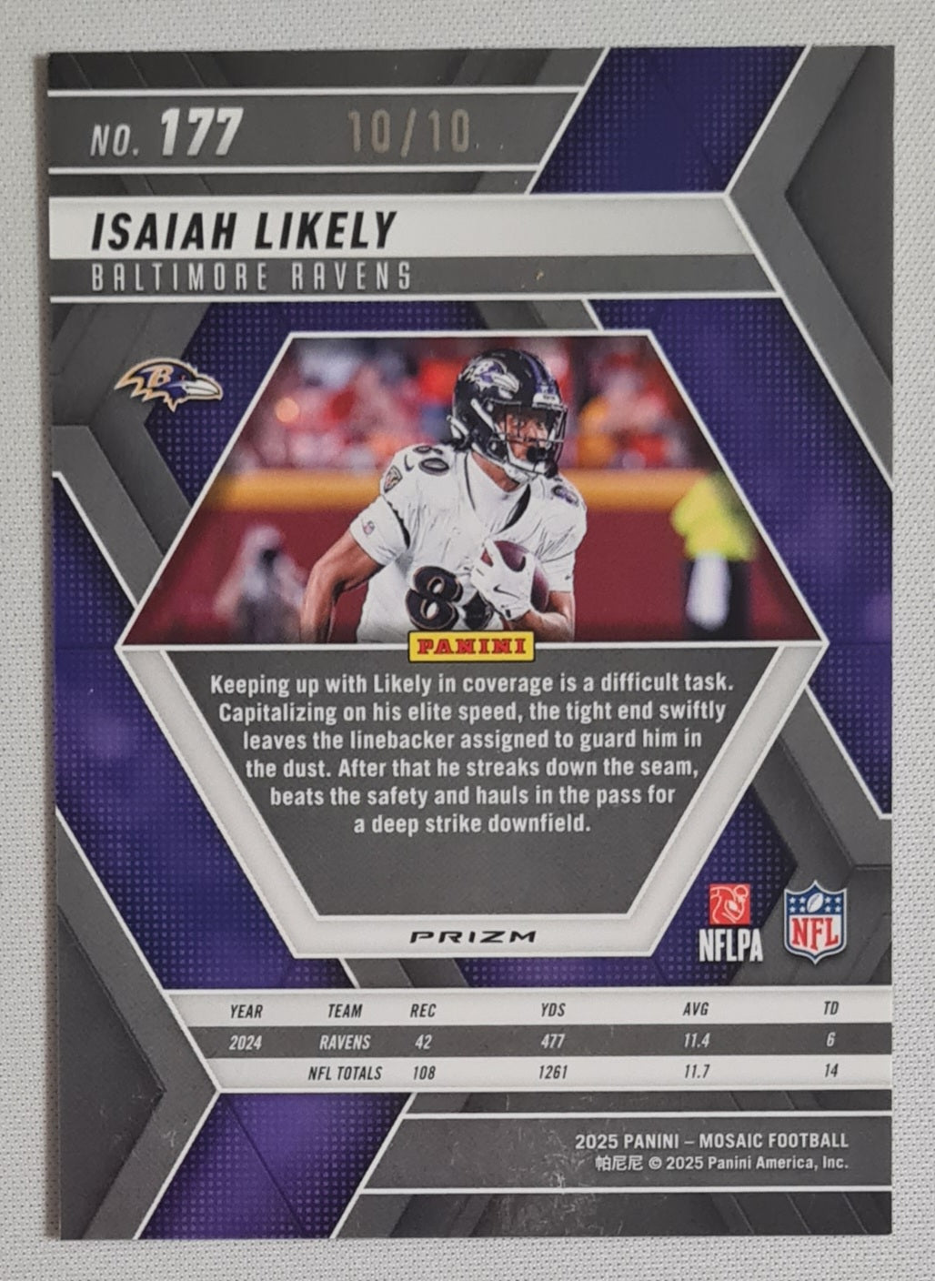 Isaiah Likely - 2025 Panini Mosaic Football NFL Baltimore Ravens #177 Gold /10