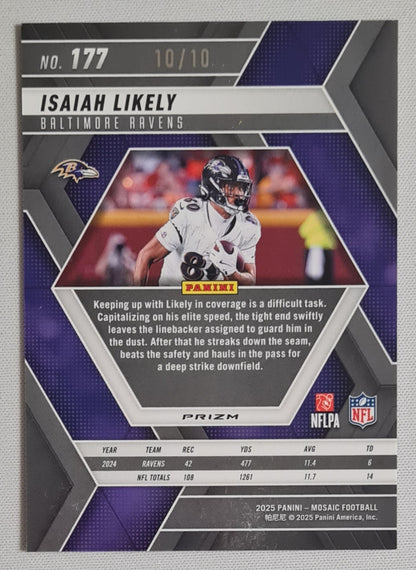 Isaiah Likely - 2025 Panini Mosaic Football NFL Baltimore Ravens #177 Gold /10