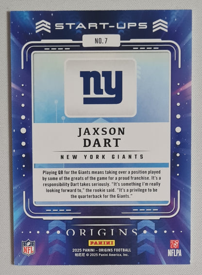 Jaxson Dart - 2025 Panini Origins Football NFL Start-ups NY Giants (RC) #7