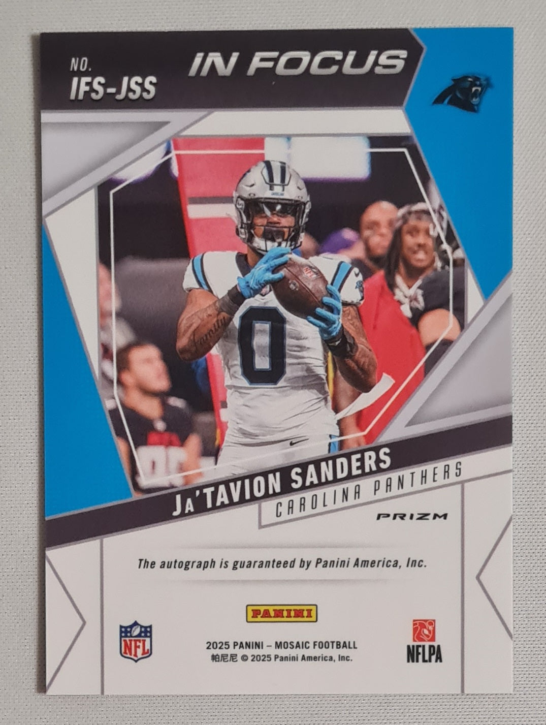 Ja'Tavion Sanders - 2025 Panini Mosaic Football NFL Carolina Panthers In Focus #IFS-JSS /Auto
