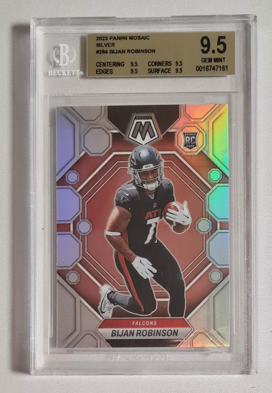 Bijan Roginson - 2023 Panini Mosaic Football NLFalcons #284 Silver Beckett 9.5 GEM MINT
