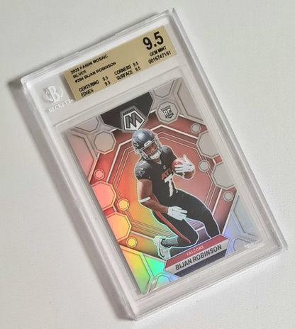 Bijan Roginson - 2023 Panini Mosaic Football NLFalcons #284 Silver Beckett 9.5 GEM MINT