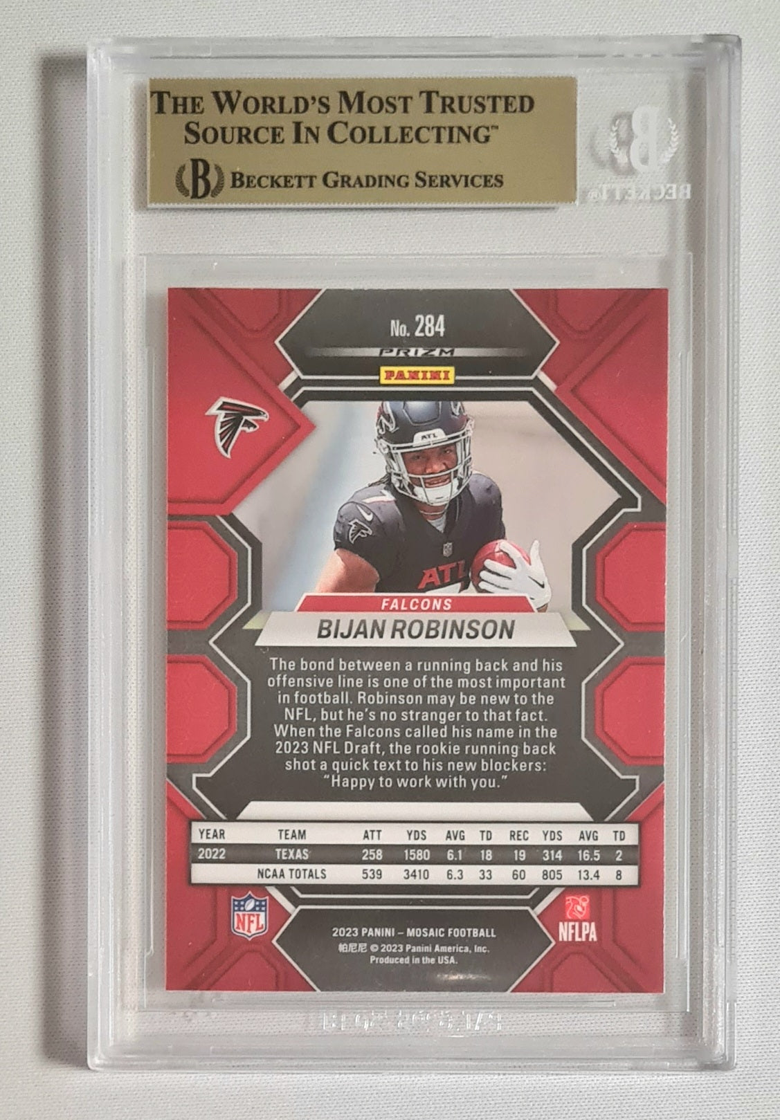 Bijan Roginson - 2023 Panini Mosaic Football NLFalcons #284 Silver Beckett 9.5 GEM MINT